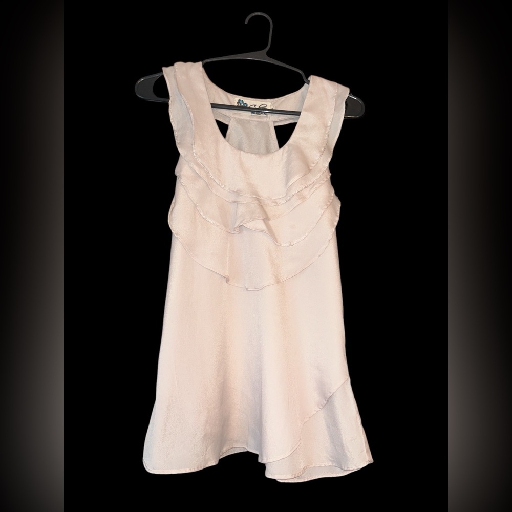 Anthropologie C Luce Cream Sleeveless Ruffled Blouse